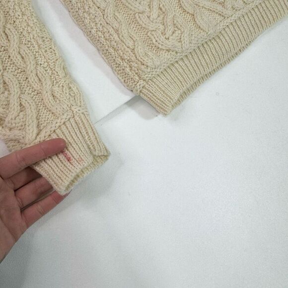 SAOL Ireland Sweater Womens Small Cream Cable Knit 100% Merino Wool Fisherman* - Picture 4 of 9